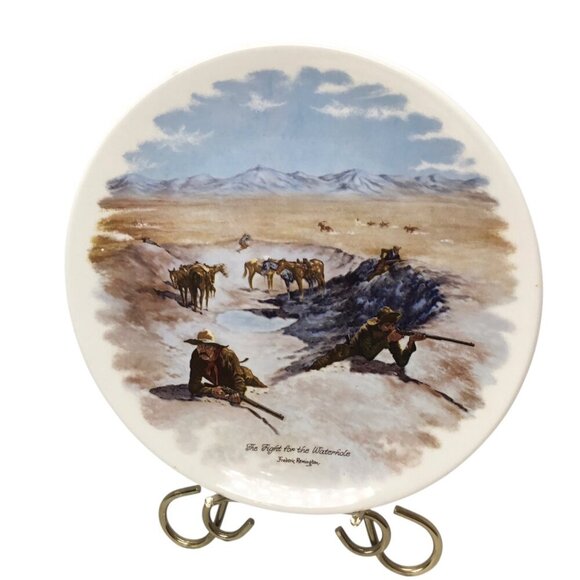 Frederic Remington Collector Plate The Fight for the Waterhole 8.75" Western - Picture 1 of 7
